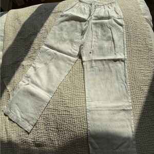 Reformation Linen Drawstring Pants — white